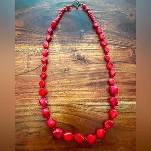 Natural Treated Coral Red Necklace 24 inches